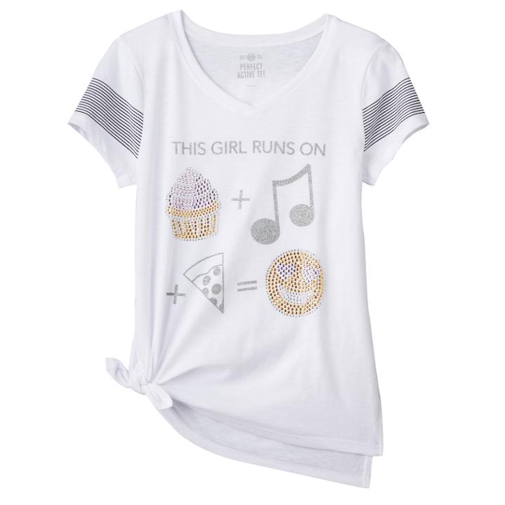 Girls Plus Size So&reg; Tie Front Shine Tee, Size: 18 1/2, White