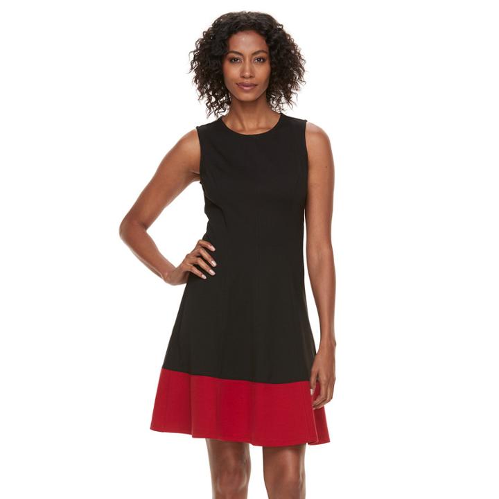 Women's Sharagano Ponte Colorblock A-line Dress, Size: 4, Grey Other