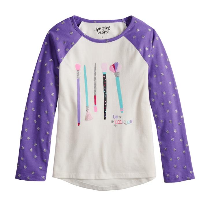 Girls 4-10 Jumping Beans&reg; Hi-low Raglan Tee, Size: 7, Natural