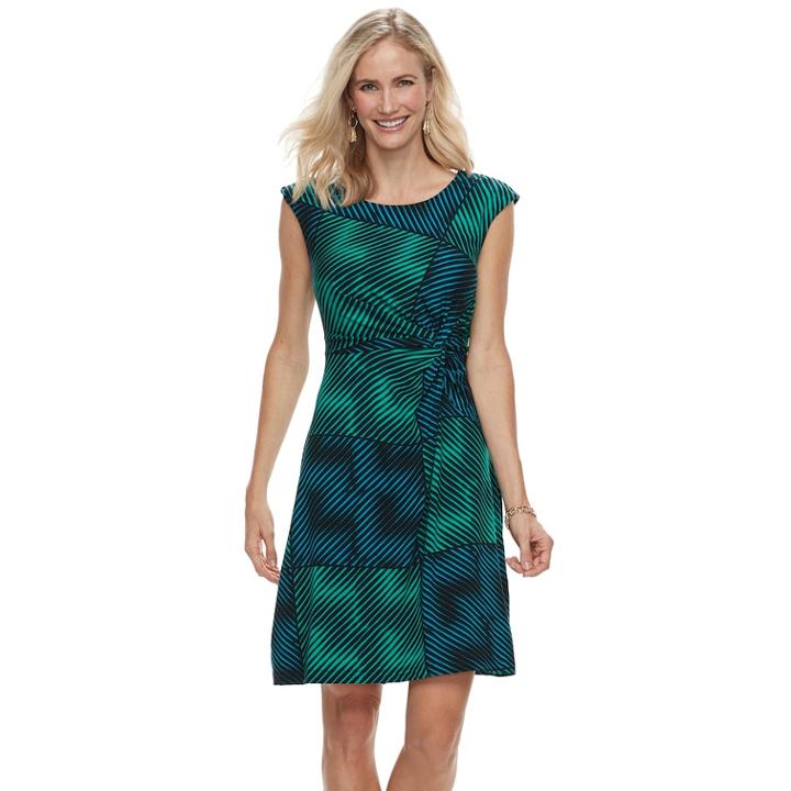 Women's Dana Buchman Twist Knot Fit & Flare Dress, Size: Xl, Green