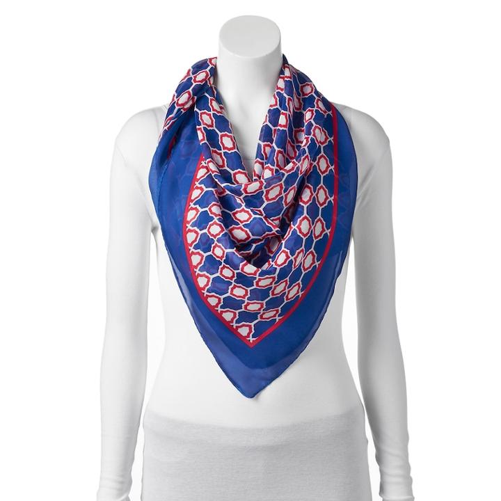 Dana Buchman Geometric Square Scarf, Women's, Blue (navy)