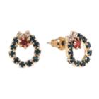 Gold Tone Christmas Wreath Stud Earrings, Women's, Multicolor