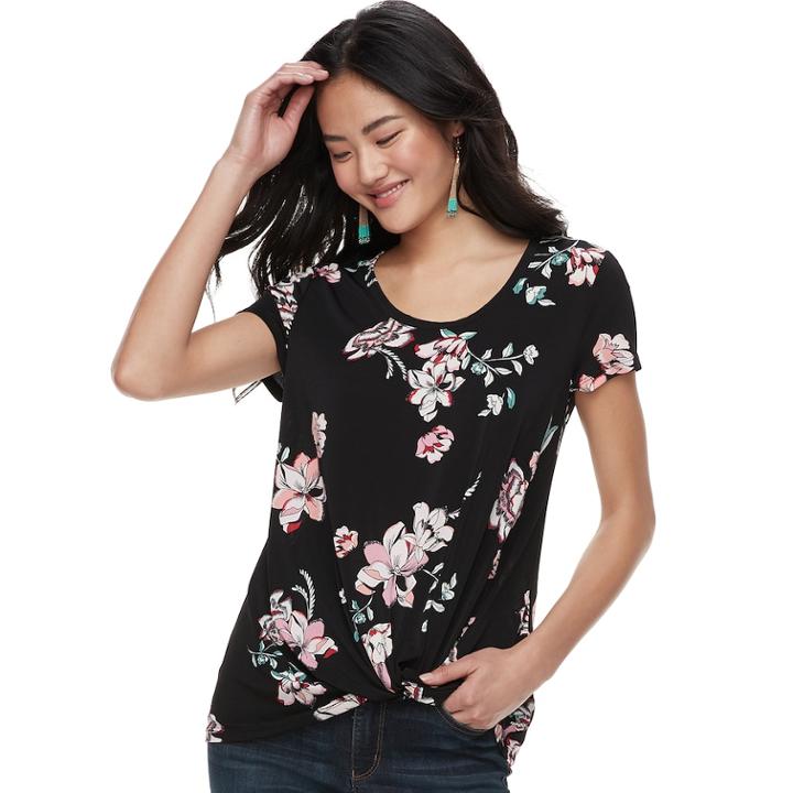 Juniors' Candie's&reg; Knotted Top, Teens, Size: Large, Light Blue