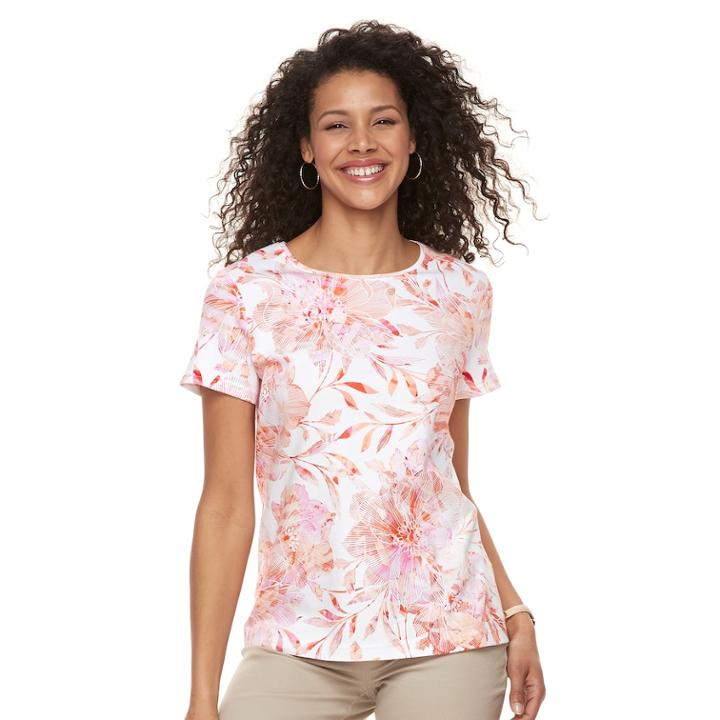 Women's Croft & Barrow&reg; Essential Classic Crewneck Tee, Size: Medium, Med Pink