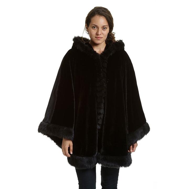 Women's Excelled Hooded Cape Coat, Size: S/m, Black
