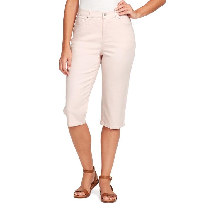 Women's Gloria Vanderbilt Amanda Denim Skimmer Capris, Size: 14, Pink