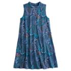 Girls 7-16 & Plus Size Mudd&reg; Patterned Mockneck Dress, Girl's, Size: 12, Med Blue