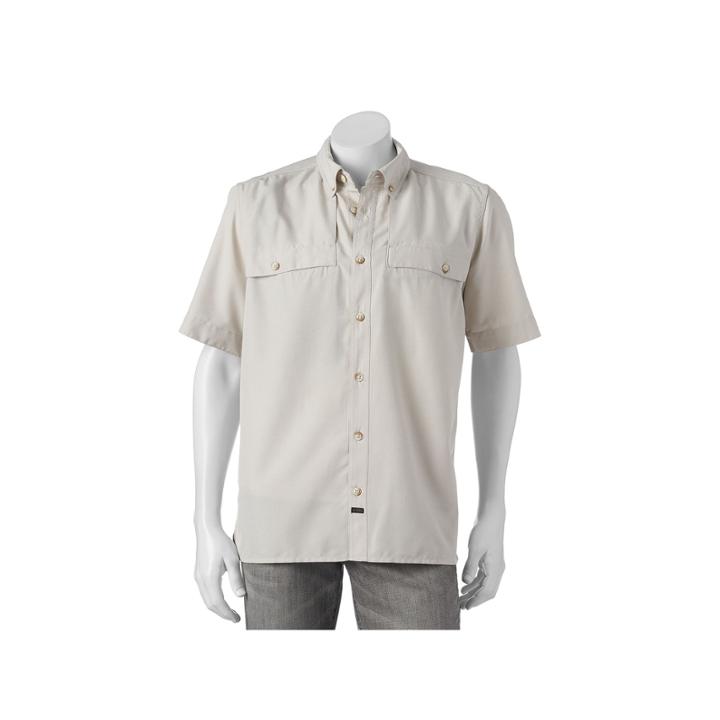 Men's American Outdoors Castmaster Button-down Fishing Shirt, Size: Medium, Lt Beige