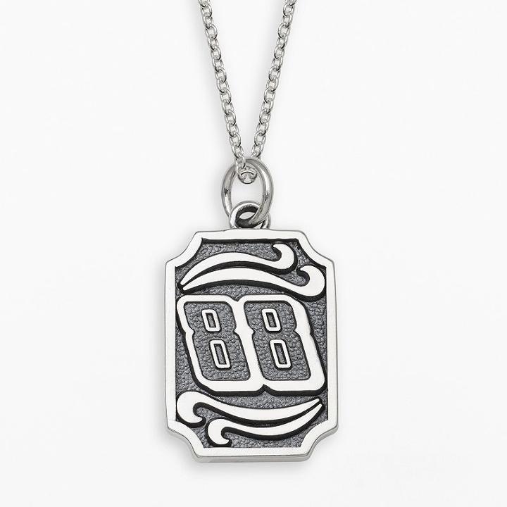 Insignia Collection Nascar Dale Earnhardt Jr. Sterling Silver 88 Pendant, Adult Unisex, Size: 18, Grey