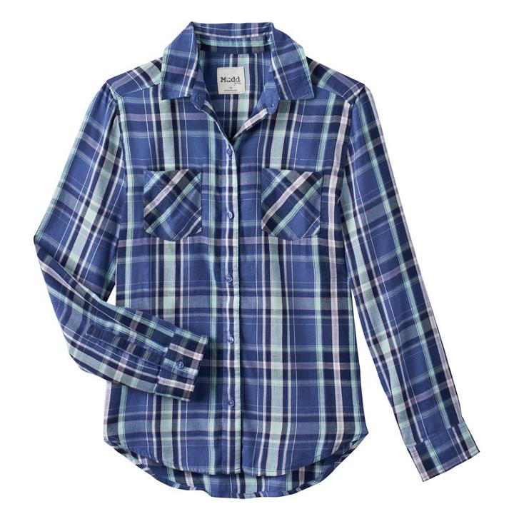 Girls 7-16 & Plus Size Mudd&reg; Button-front Plaid Shirt, Girl's, Size: 12, Blue (navy)