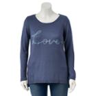 Plus Size Lc Lauren Conrad Lace-up Crewneck Sweater, Women's, Size: 1xl, Dark Grey