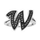 Sterling Silver 1/4-ct. T.w. Black Diamond Initial Ring, Women's, Size: 7