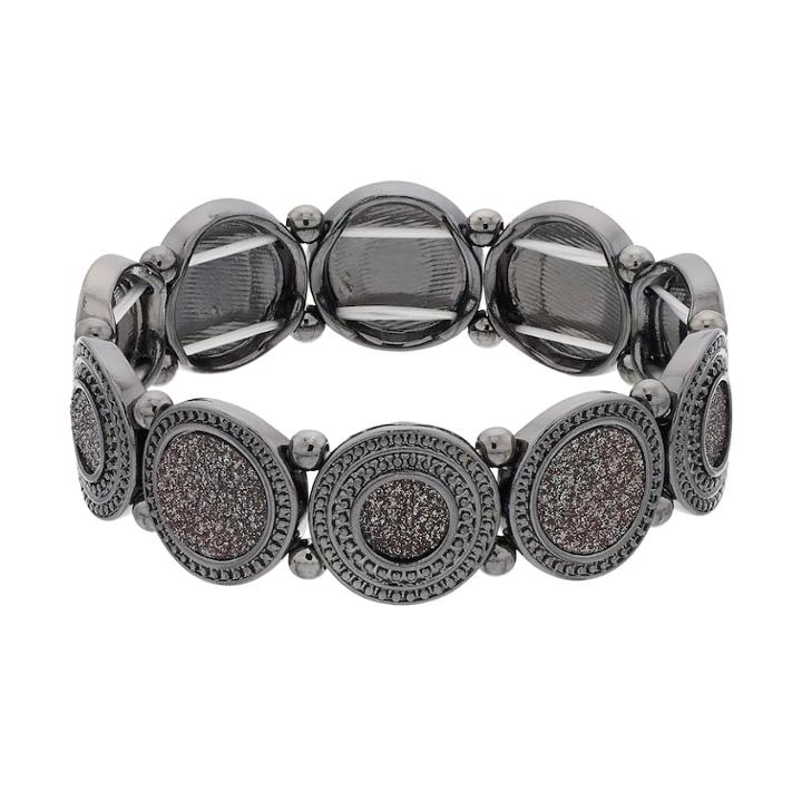 Round Stretch Bracelet, Women's, Black