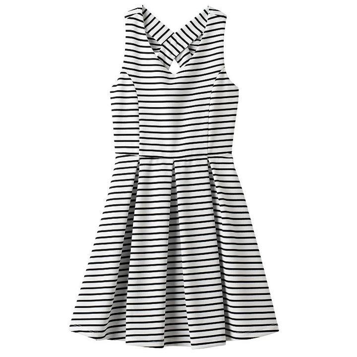 Girls Plus Size Lilt Striped Skater Dress, Size: 16 1/2, White Oth