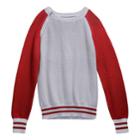 Girls 7-16 Maddie Colorblock Cropped Varsity Sweater, Size: Medium, Orange