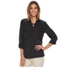 Women's Croft & Barrow&reg; Lace-up Blouse, Size: Xxl, Black