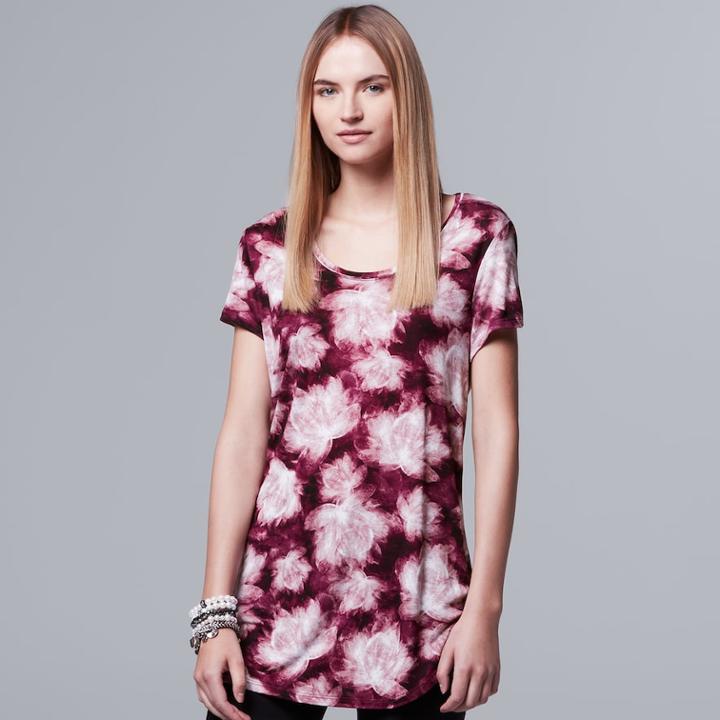 Women's Simply Vera Vera Wang Print Scoopneck Tee, Size: Xs, White