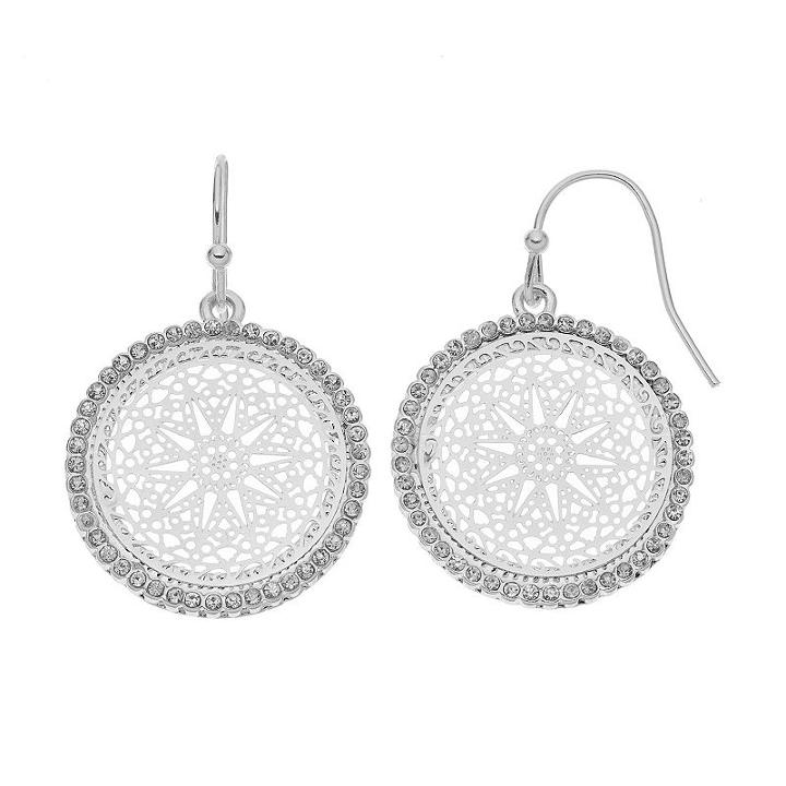 Lc Lauren Conrad Openwork Medallion Drop Earrings, Women's, Ovrfl Oth