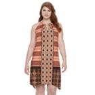 Plus Size Suite 7 Batik Patchwork Hankerchief Hem Dress, Women's, Size: 14 W, Orange Oth