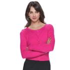 Women's Elle&trade; Scalloped Cardigan, Size: Small, Dark Red