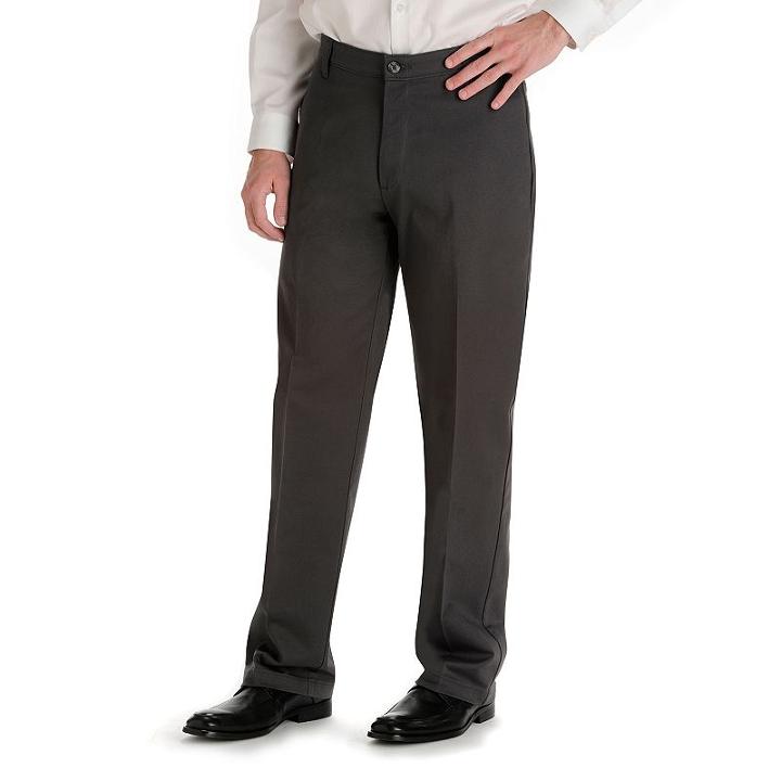 Men's Lee Custom Fit Relaxed-fit Flat-front Pants, Size: 33x29, Grey