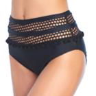 Women's Ibiza Crochet High-waisted Bikini Bottoms, Size: Small, Black