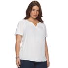 Plus Size Apt. 9&reg; Pleated Flutter Sleeve Top, Women's, Size: 1xl, White