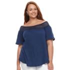 Plus Size French Laundry Off Shoulder Peasant Top, Women's, Size: 2xl, Blue Other
