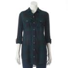 Women's Rock & Republic&reg; Plaid High-low Tunic, Size: Medium, Green