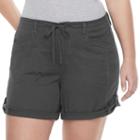 Juniors' Plus Size Unionbay Gwyneth Roll Tab Midi Shorts, Girl's, Size: 24 W, Light Grey