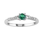 Sterling Silver Lab-created Emerald, Lab-created White Sapphire And Diamond Accent Ring, Women's, Size: 8, Green