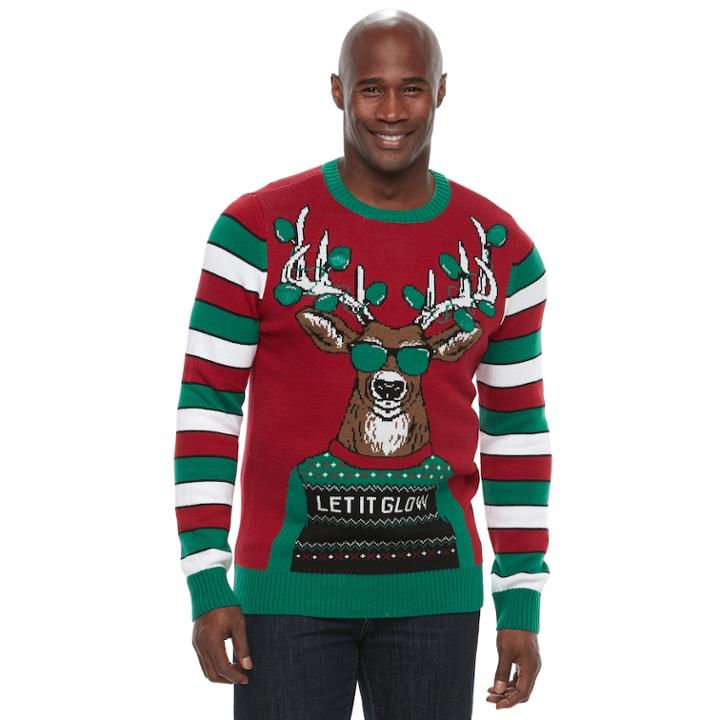 Big & Tall Reindeer Ugly Christmas Sweater, Men's, Size: Xxl Tall, Med Red