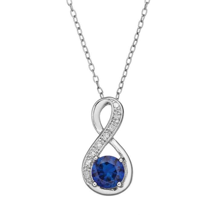 Radiant Gem Lab-created Sapphire Sterling Silver Infinity Pendant Necklace, Women's, Size: 18, Blue