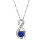 Radiant Gem Lab-created Sapphire Sterling Silver Infinity Pendant Necklace, Women's, Size: 18, Blue