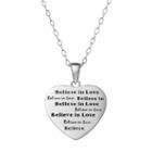 Sterling Silver Believe In Love Heart Pendant Necklace, Women's, Size: 18, Grey