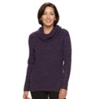 Women's Croft & Barrow&reg; Marled Cowlneck Sweater, Size: Large, Drk Purple