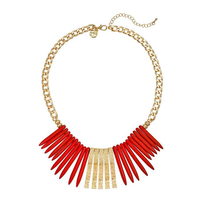 Gs By Gemma Simone Samurai Warrior Collection Spike Bib Necklace, Girl's, Size: 18.5, Red