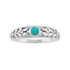 Sterling Silver Simulated Turquoise Leaf Ring, Women's, Size: 6, Blue