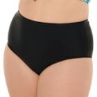 Plus Size Costa Del Sol Scalloped High-waisted Bikini Bottoms, Women's, Size: 1xl, Black
