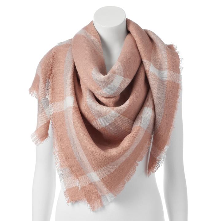 Lc Lauren Conrad Plaid Blanket Square Scarf, Women's, Blush