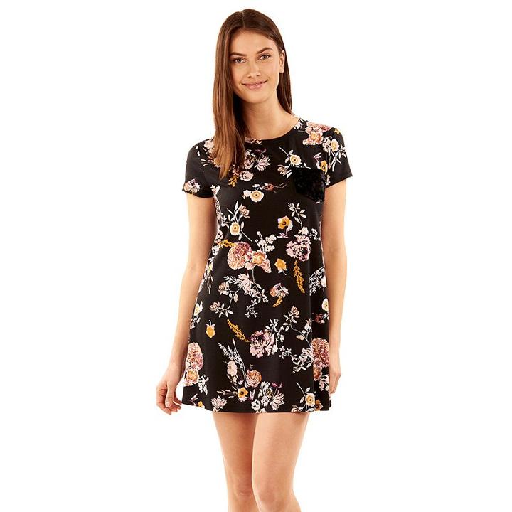 Juniors' Wallflower Velvet Pocket T-shirt Dress, Teens, Size: Xl, Med Grey