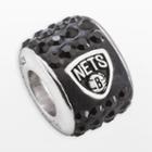 Logoart Brooklyn Nets Sterling Silver Crystal Logo Bead - Made With Swarovski Crystals, Women's, Black