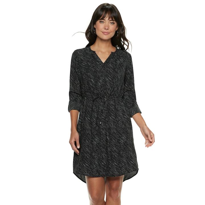 Women's Apt. 9&reg; Georgette Shirtdress, Size: Xl, Black
