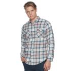 Men's Burnside Plaid Flannel Button-down Shirt, Size: Large, Grey