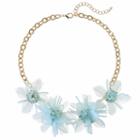 Flower Statement Necklace, Women's, Blue