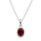 Tiara Sterling Silver Garnet Oval Pendant, Women's, Size: 18, Red