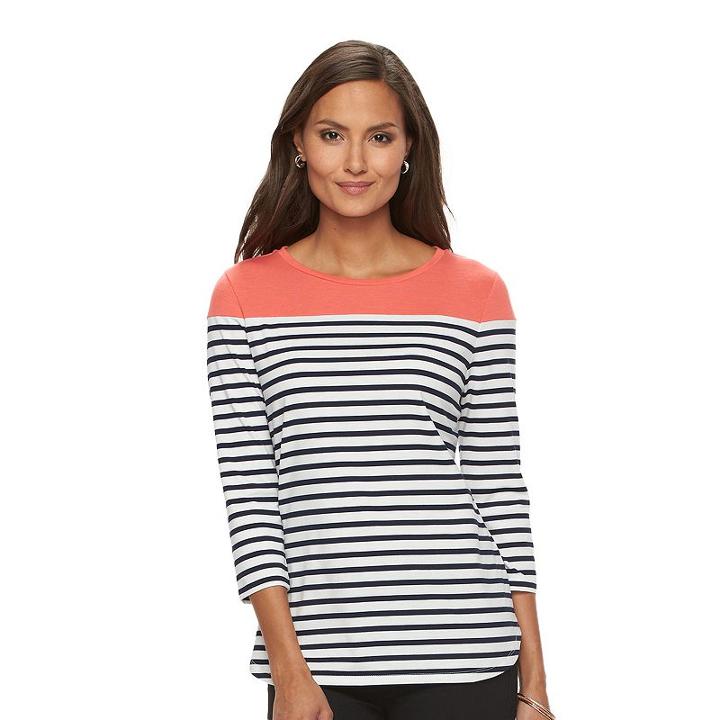 Women's Croft & Barrow&reg; Colorblock Tee, Size: Large, Blue