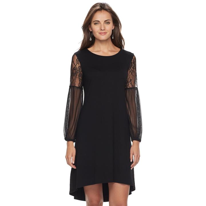 Women's Apt. 9&reg; Lace Mesh High-low Dress, Size: Xl, Black