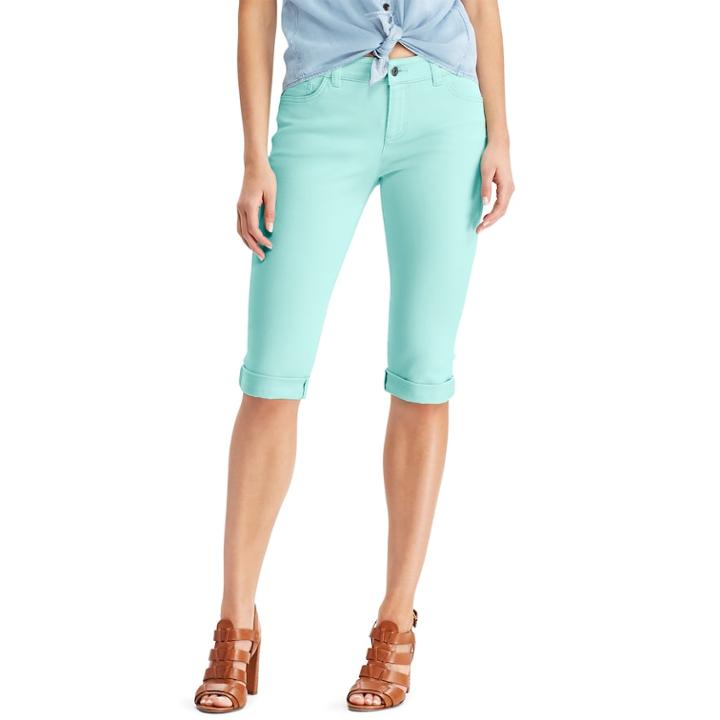 Women's Chaps Cuffed Twill Skimmer Shorts, Size: 16, Blue