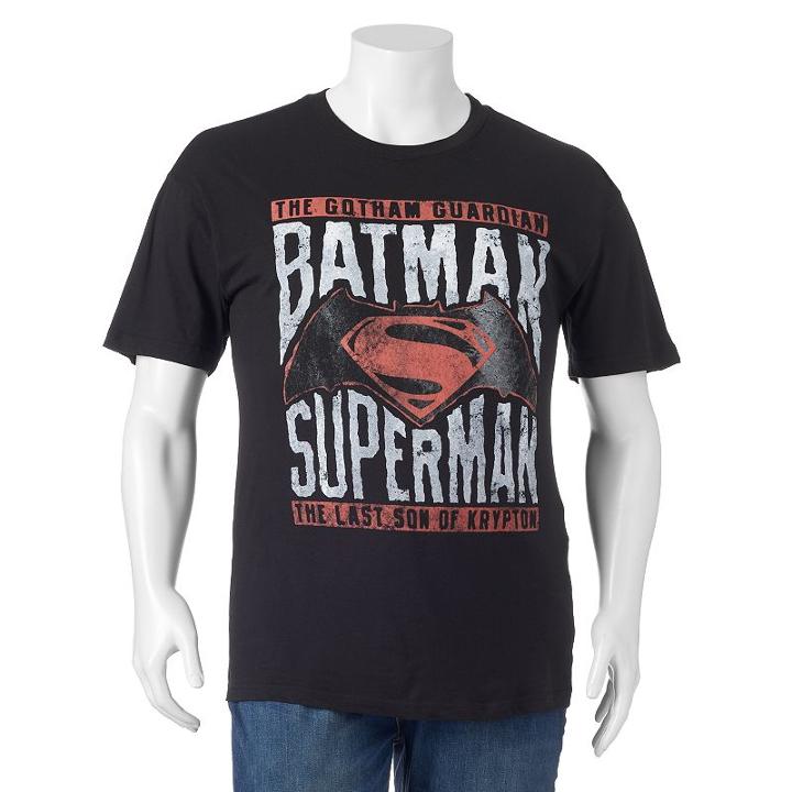 Big & Tall Dc Comics Batman Vs. Superman Tee, Men's, Size: Xl Tall, Black